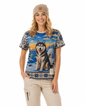 Husky all-over print t-shirt with knit-look igloo and snowflake design