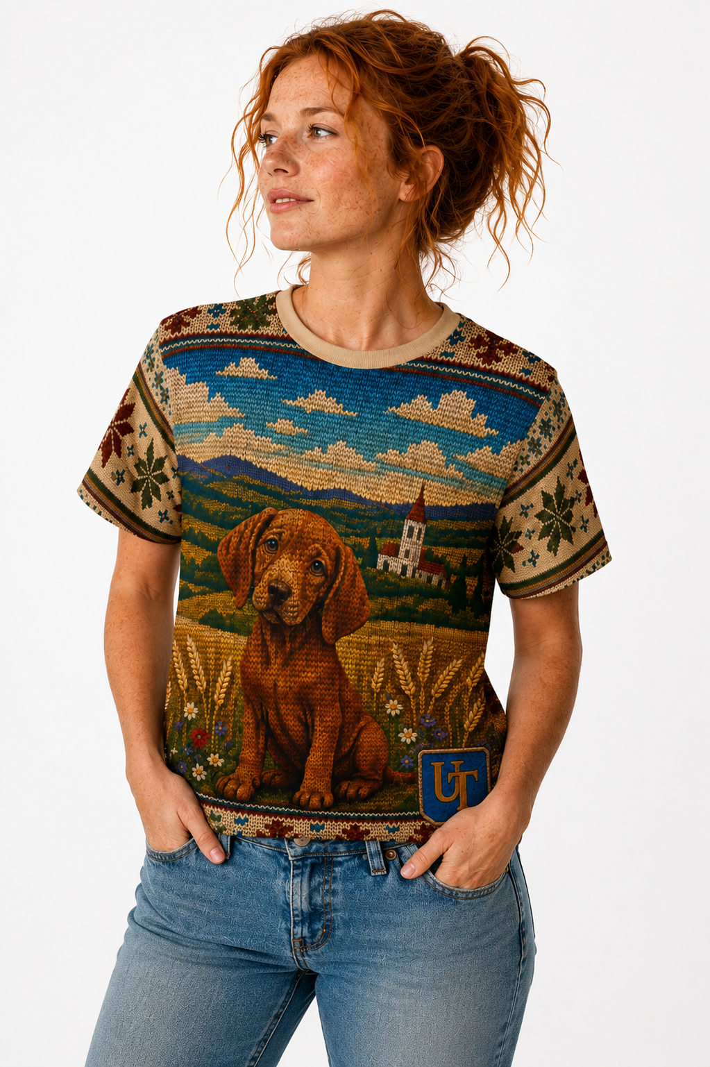 Vizsla Knit-Style Ugly Sweater Tee