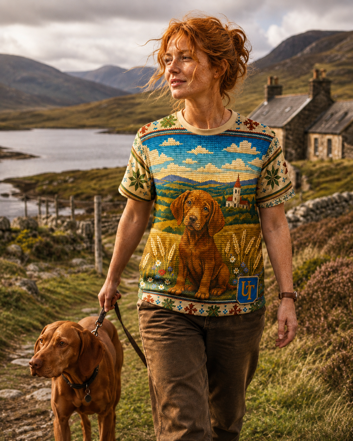 Labrador countryside design tee, back view