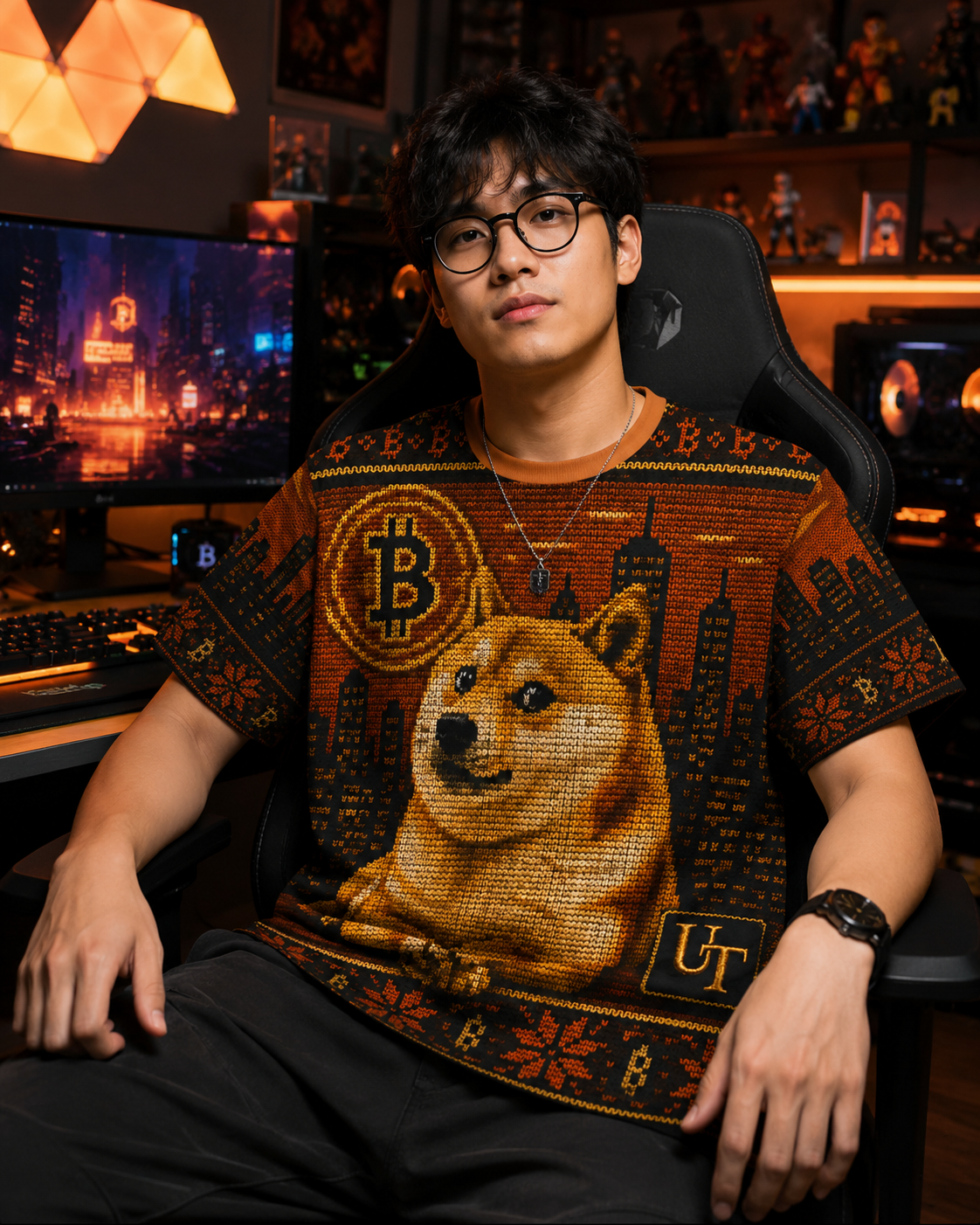 Shiba Inu crypto design tee, back view
