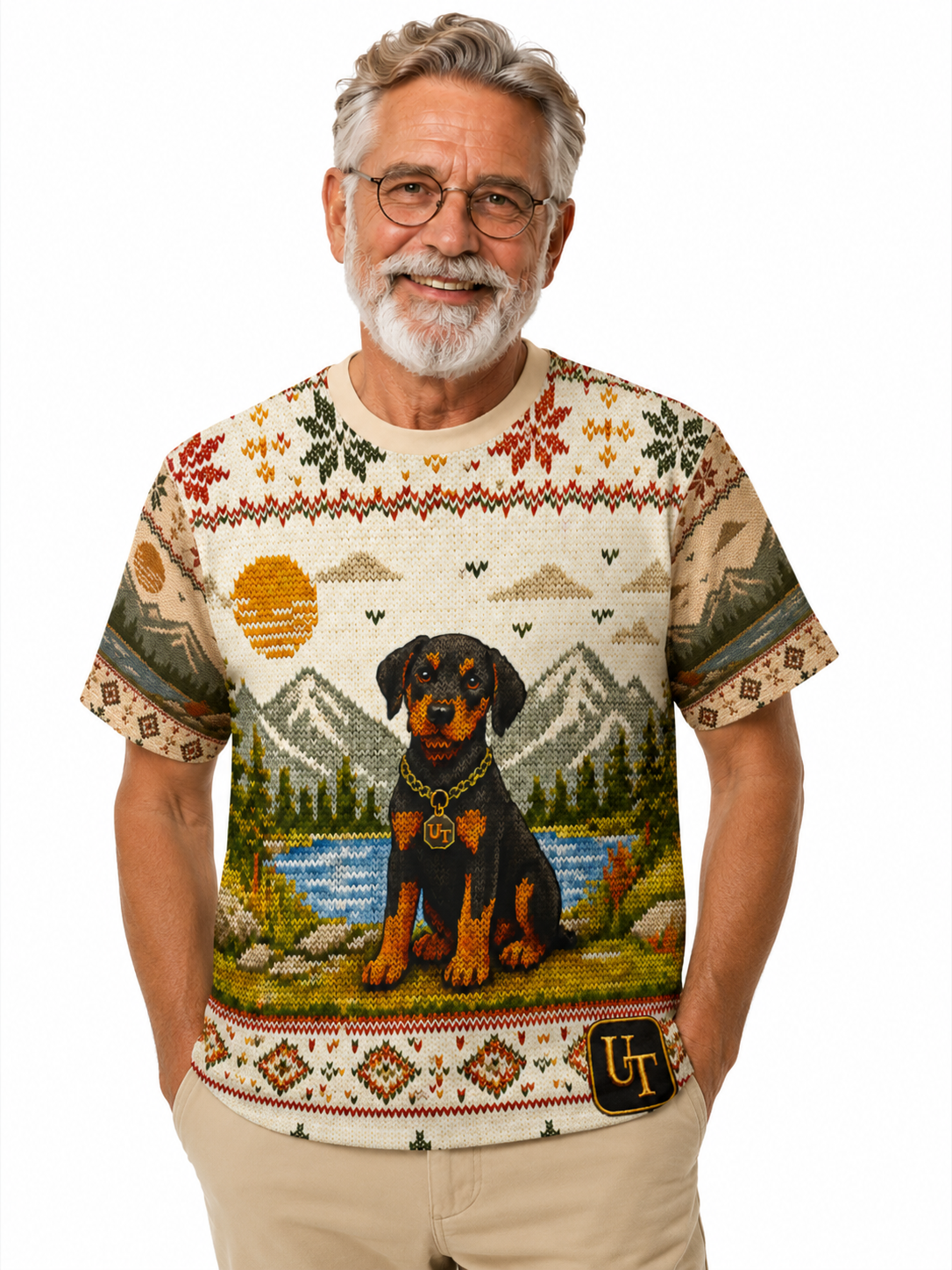 Doberman Knit-Style Ugly Sweater Tee