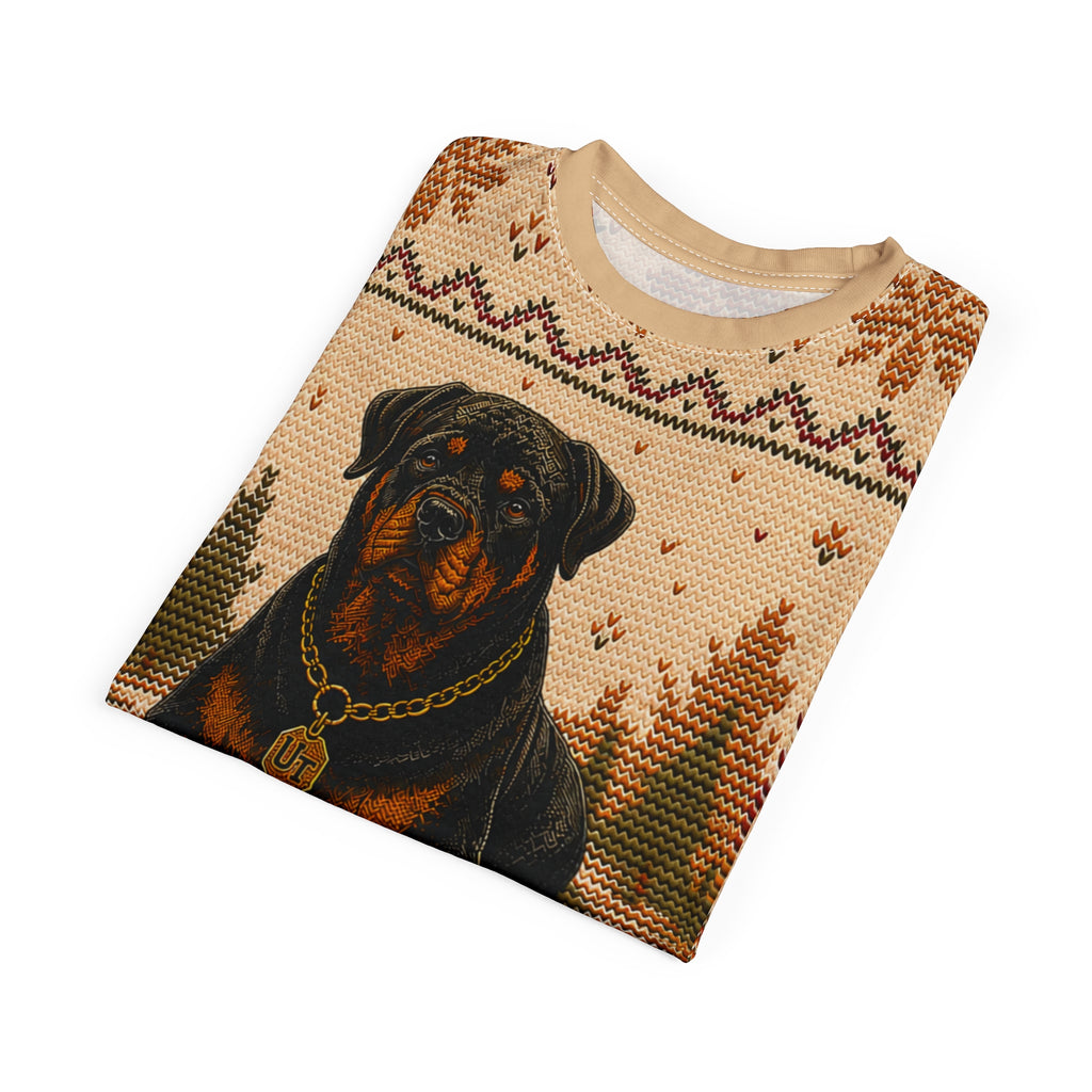 Rottweiler knit-style graphic tee detail