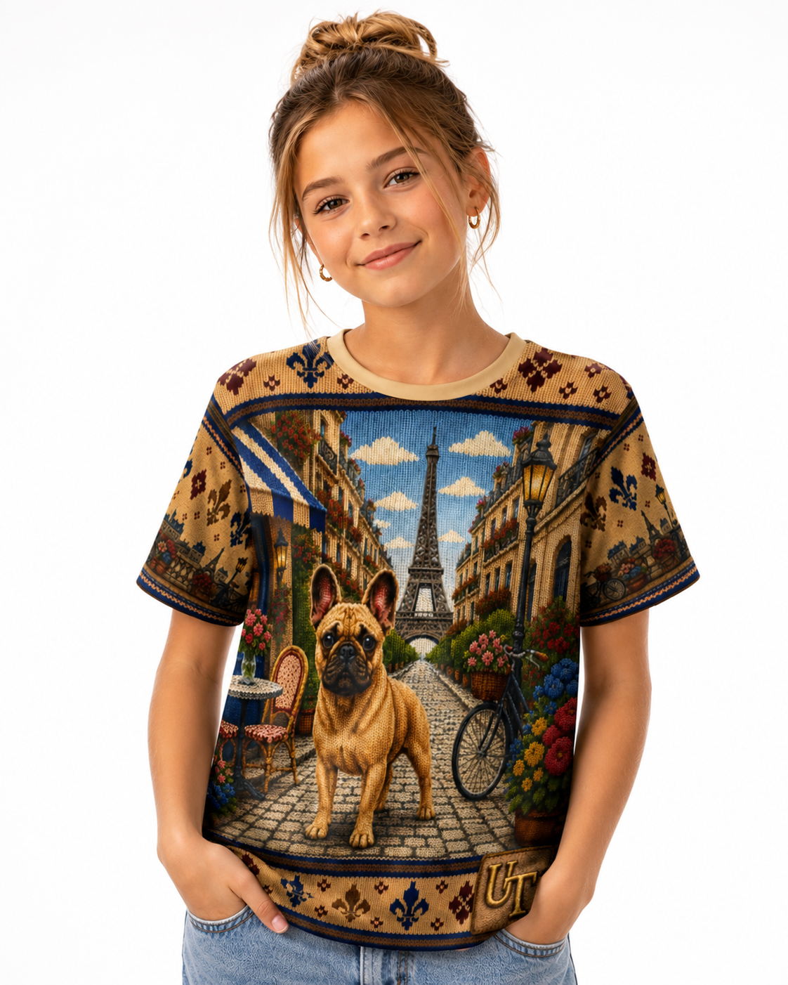 French Bulldog (Frenchie) Knit-Style Ugly Sweater Tee